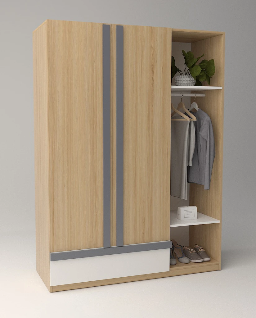 Tủ gỗ quần áo 2 buồng