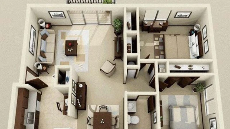 cách bố trí căn hộ 50m2