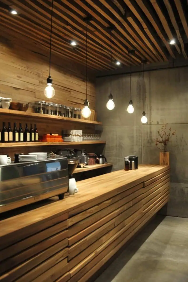 Quầy bar pha chế cafe chữ I