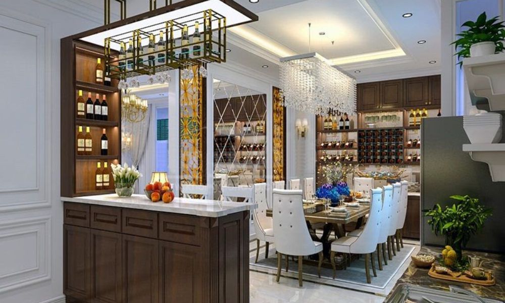 Quầy bar mini với ghế ngồi