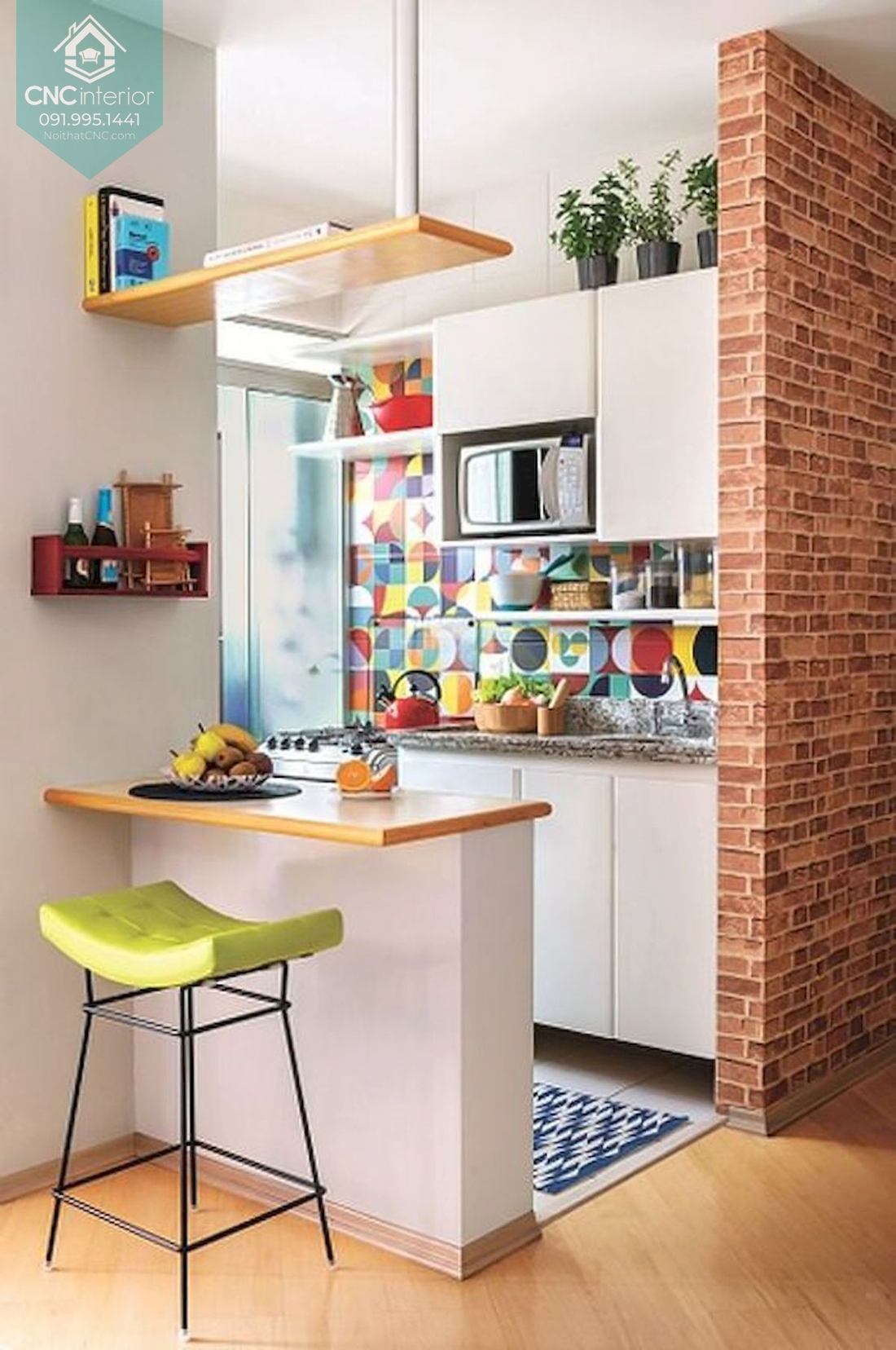 Mẫu quầy bar bếp mini tiện nghi
