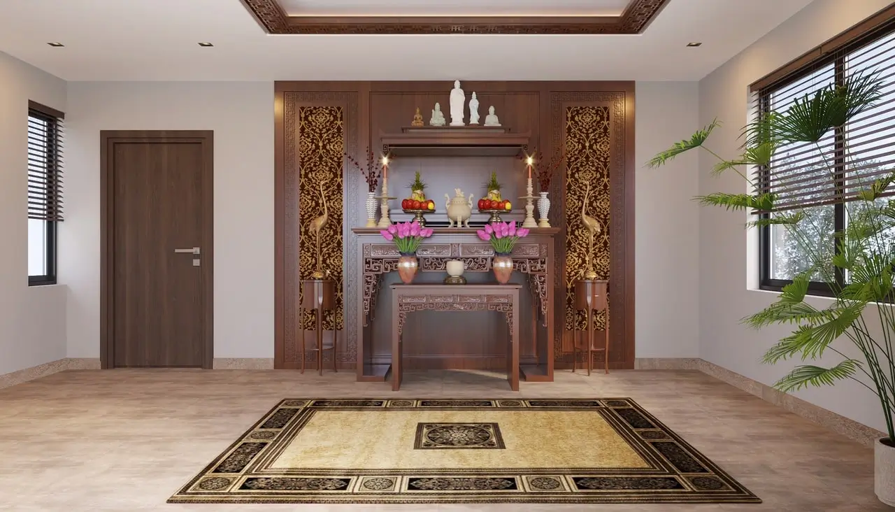 Trần thạch cao phòng thờ ấn tượng